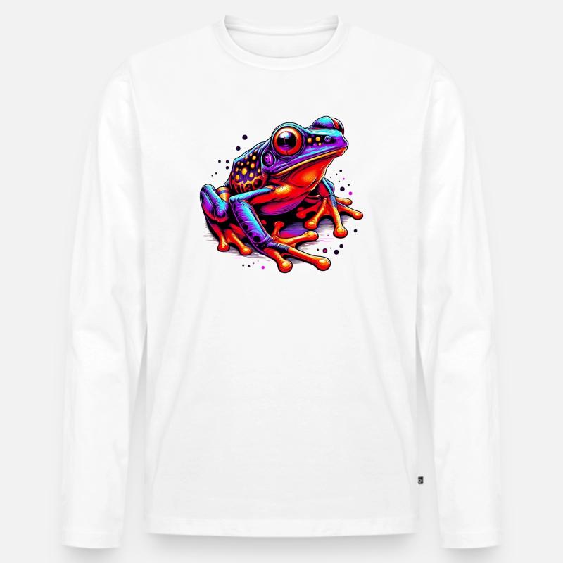 Frosch - Männer Premium Bio Langarmshirt - Weiß