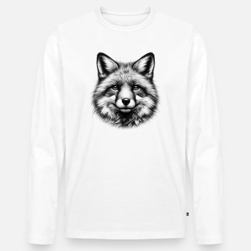 Fuchs - Männer Premium Bio Langarmshirt - Weiß