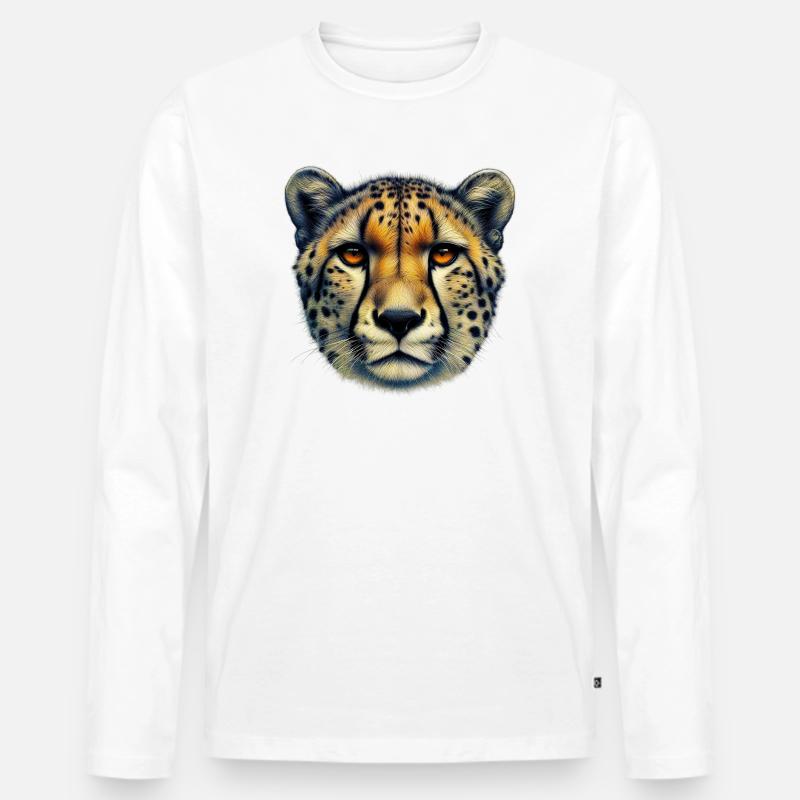 Gepard - Männer Premium Bio Langarmshirt - Weiß