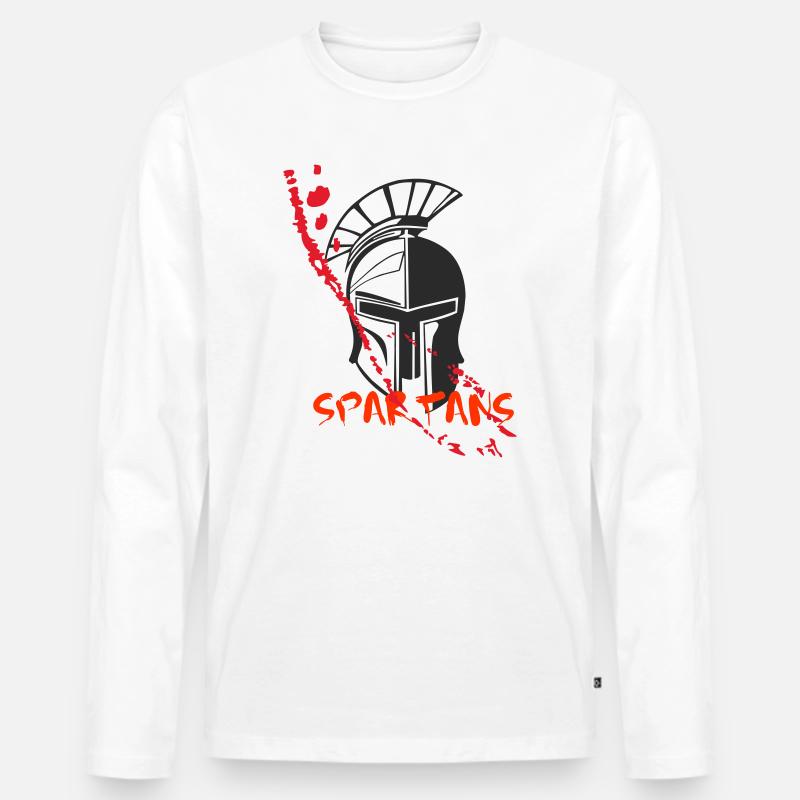 Helm Sparta und Blut 7 - Männer Premium Bio Langarmshirt - Weiß