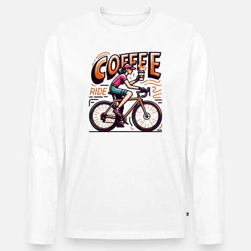 Lebendige Kaffeefahrt Illustration - Männer Premium Bio Langarmshirt - Weiß