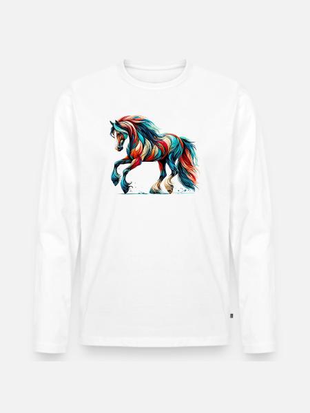 Cheval - T-shirt manches longues Premium bio Homme - blanc