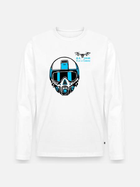 Drohnenpilot 2 - Männer Premium Bio Langarmshirt - Weiß