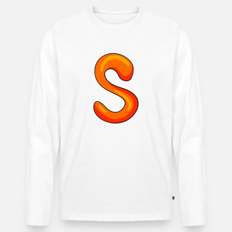 Buchstabe S Anfangsbuchstabe - Männer Premium Bio Langarmshirt - Weiß