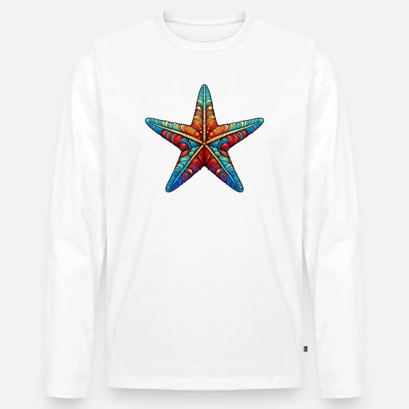 Seestern - Männer Premium Bio Langarmshirt - Weiß