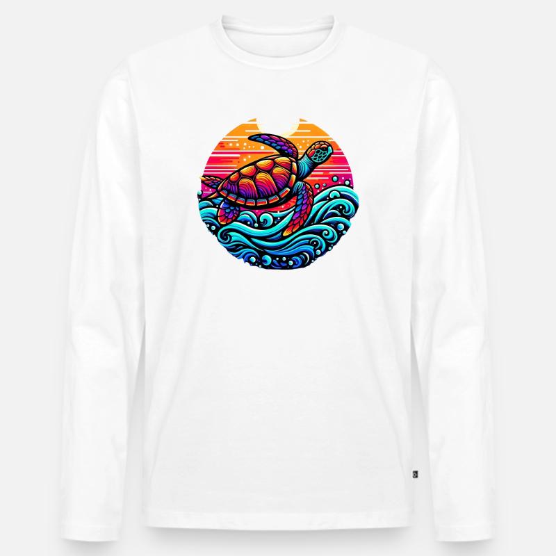 Schildkröte - Männer Premium Bio Langarmshirt - Weiß