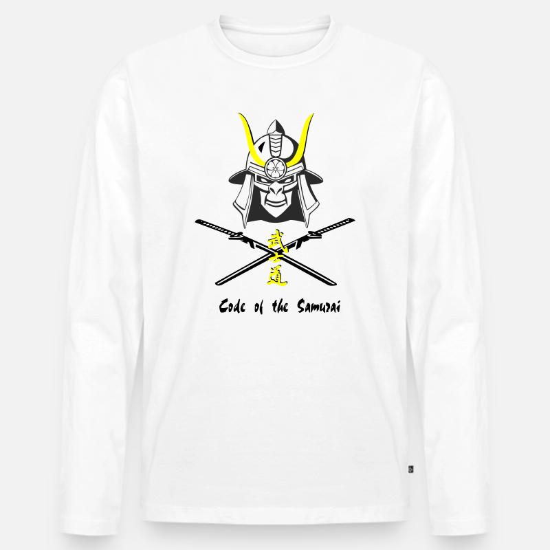 Samuraihelm Kabuto 4 - Männer Premium Bio Langarmshirt - Weiß