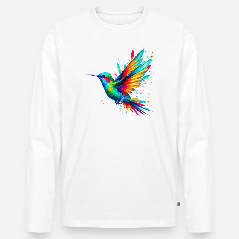 Kolibri - Männer Premium Bio Langarmshirt - Weiß