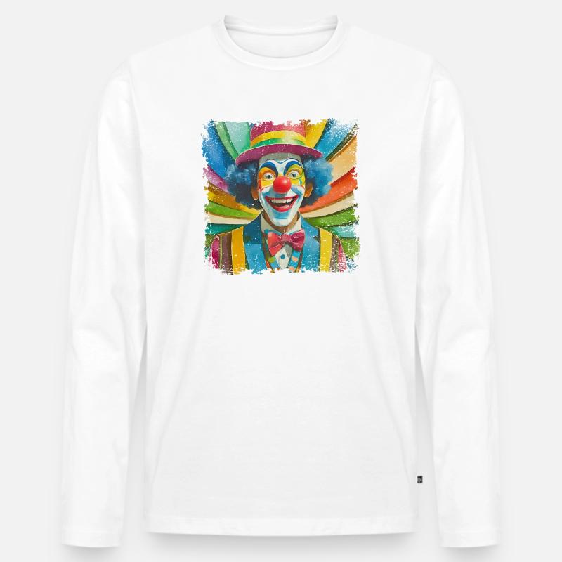 lustiger Clown im comic Style - Männer Premium Bio Langarmshirt - Weiß