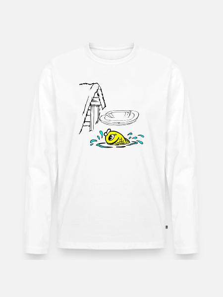 Gold Fisch - Männer Premium Bio Langarmshirt - Weiß