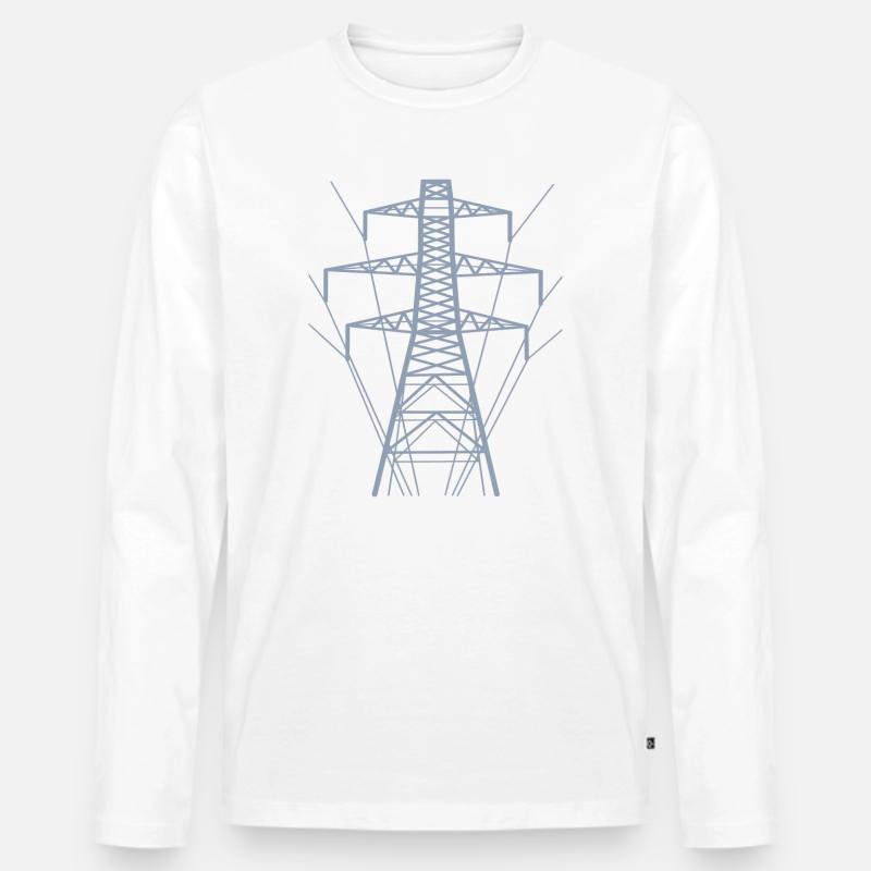 Weiße Strommast-Silhouette - Männer Premium Bio Langarmshirt - Weiß