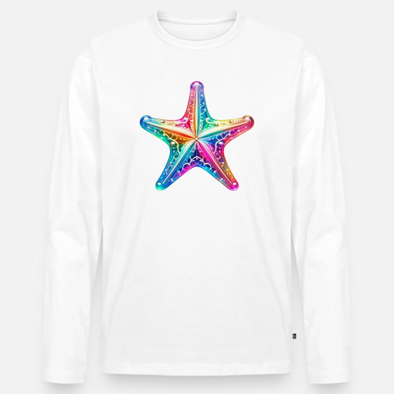 Seestern - Männer Premium Bio Langarmshirt - Weiß