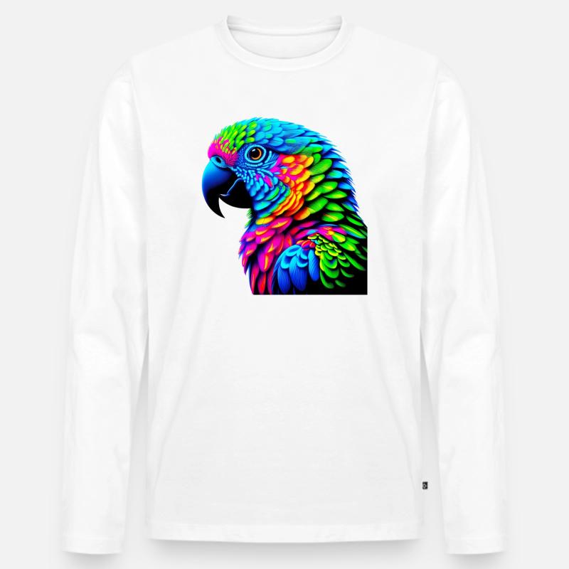 Papagei - Männer Premium Bio Langarmshirt - Weiß