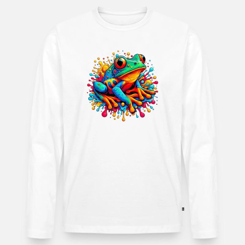 Frosch - Männer Premium Bio Langarmshirt - Weiß