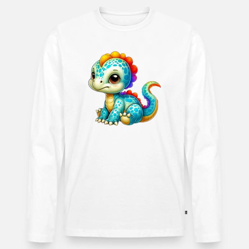 Dinosaurier - Männer Premium Bio Langarmshirt - Weiß