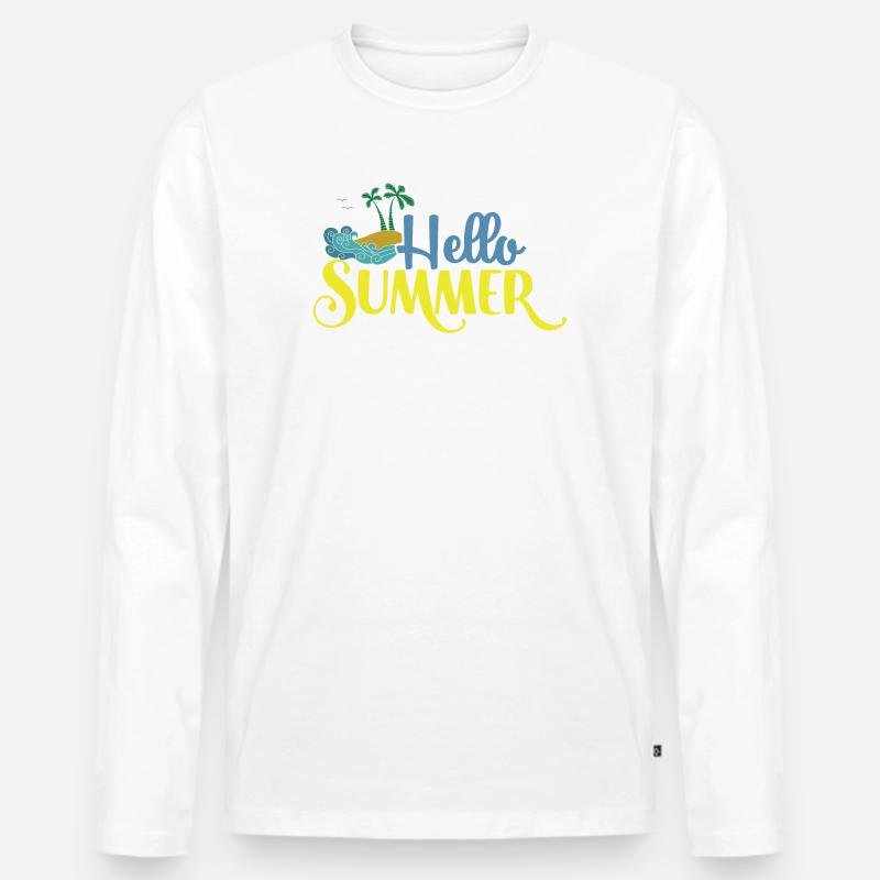 Hallo Summmer - Männer Premium Bio Langarmshirt - Weiß