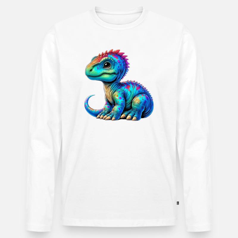 Dinosaurier - Männer Premium Bio Langarmshirt - Weiß