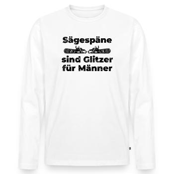 Scie bûcheron sciure déclaration boiseries - T-shirt manches longues Premium bio Homme - blanc - Devant - Nico (187cm)