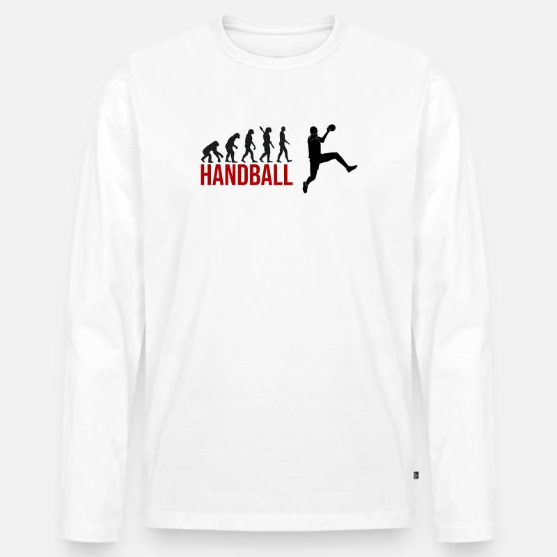 Evolution Handball - Männer Premium Bio Langarmshirt - Weiß