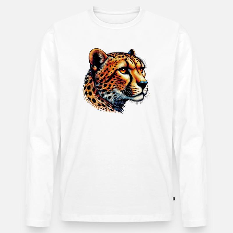 Gepard - Männer Premium Bio Langarmshirt - Weiß