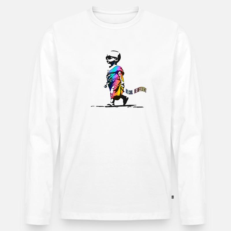 Be Cool Be Different - Männer Premium Bio Langarmshirt - Weiß