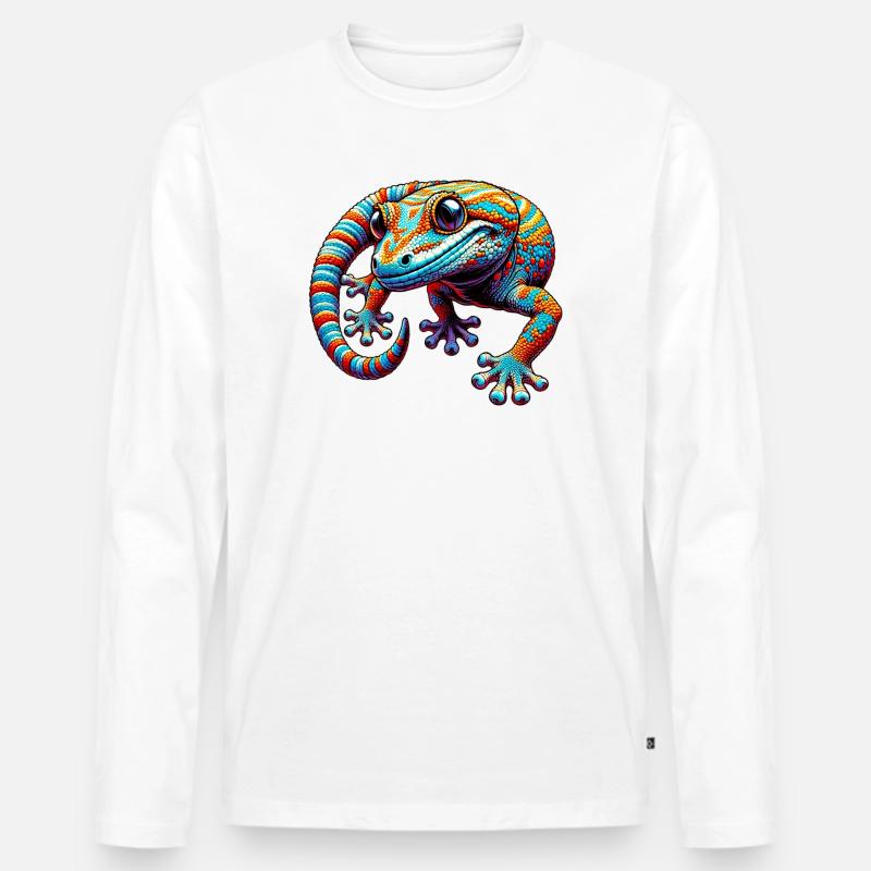 Gecko - Männer Premium Bio Langarmshirt - Weiß