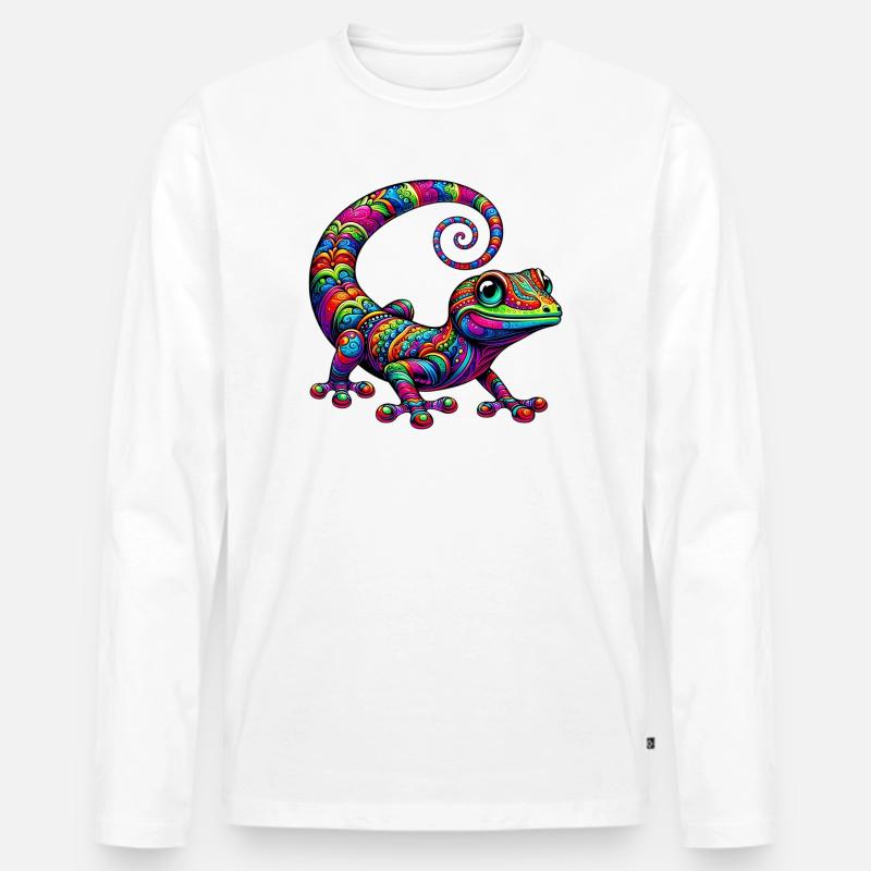 Gecko - Männer Premium Bio Langarmshirt - Weiß