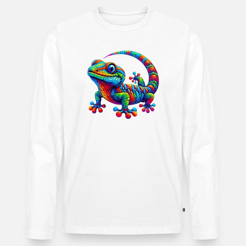 Gecko - Männer Premium Bio Langarmshirt - Weiß