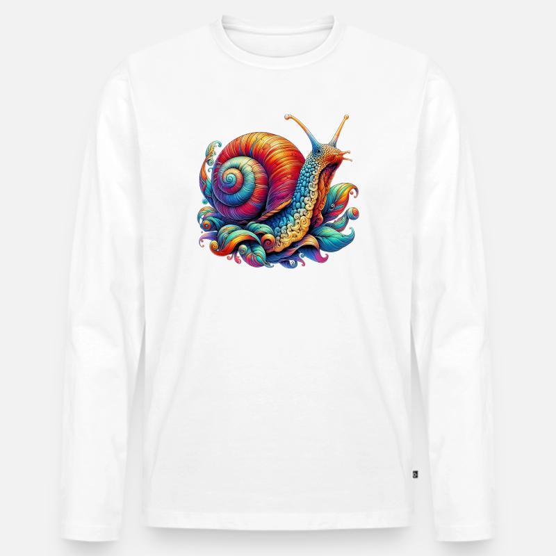 Schnecke - Männer Premium Bio Langarmshirt - Weiß