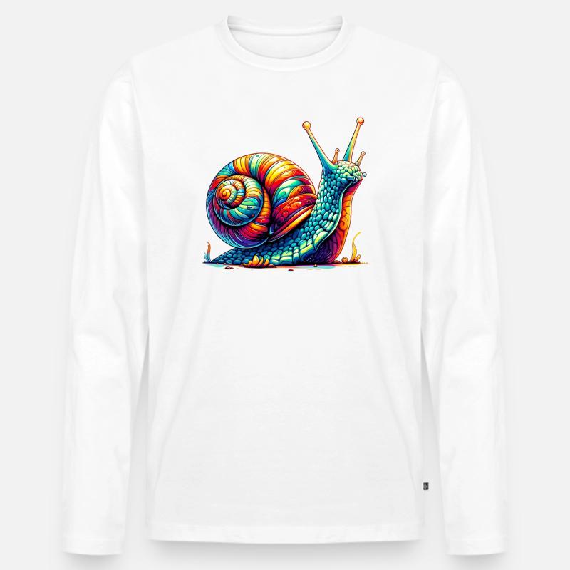 Schnecke - Männer Premium Bio Langarmshirt - Weiß