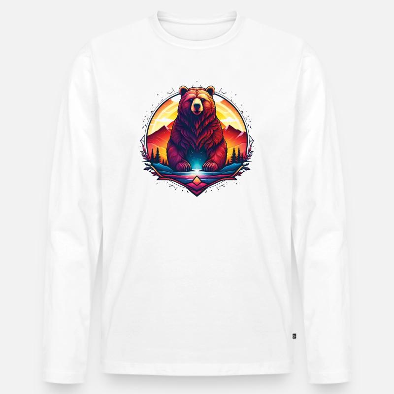 Bear_01 - Männer Premium Bio Langarmshirt - Weiß