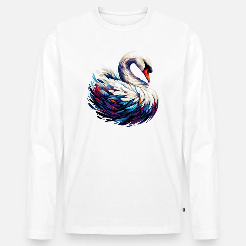 Schwan - Männer Premium Bio Langarmshirt - Weiß