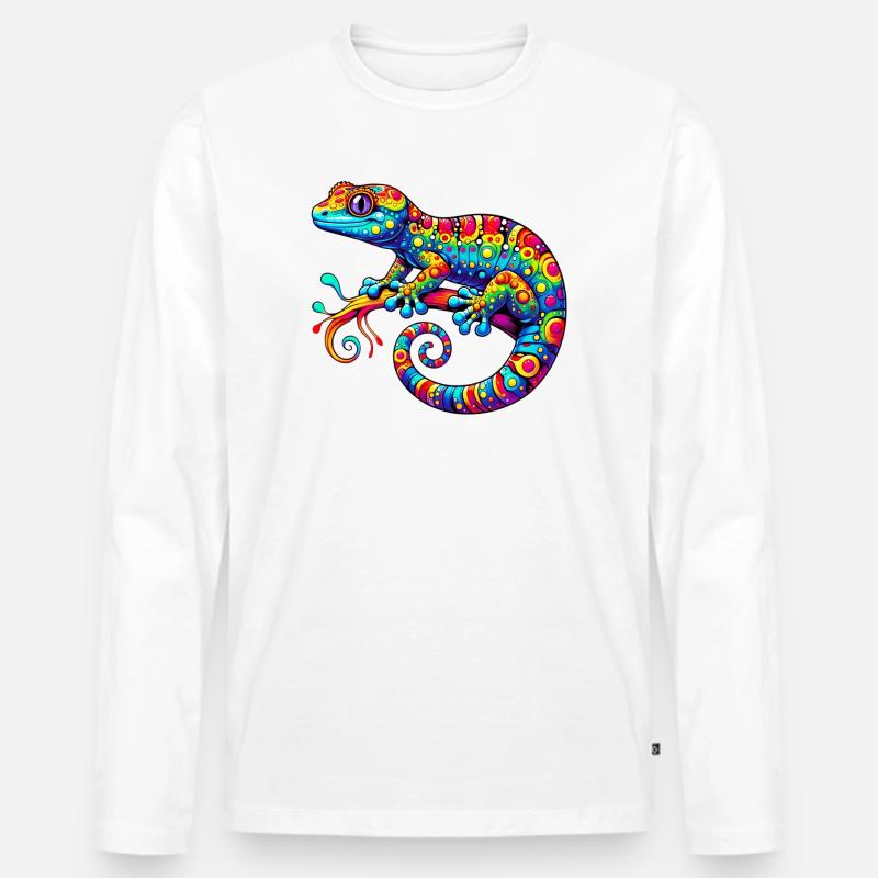 Gecko - Männer Premium Bio Langarmshirt - Weiß