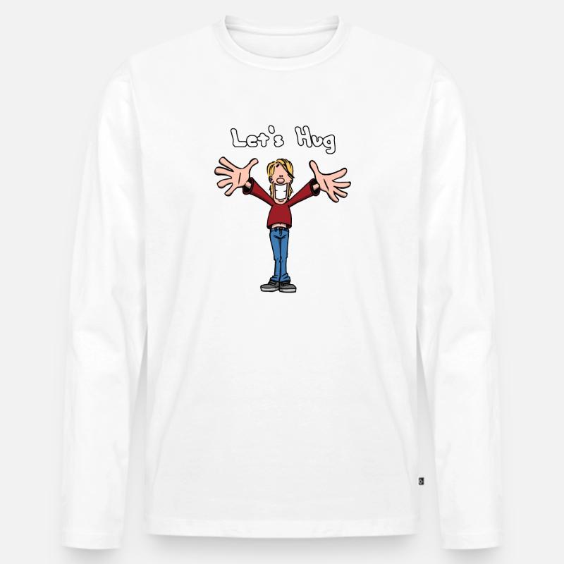 Let's Hug - Männer Premium Bio Langarmshirt - Weiß
