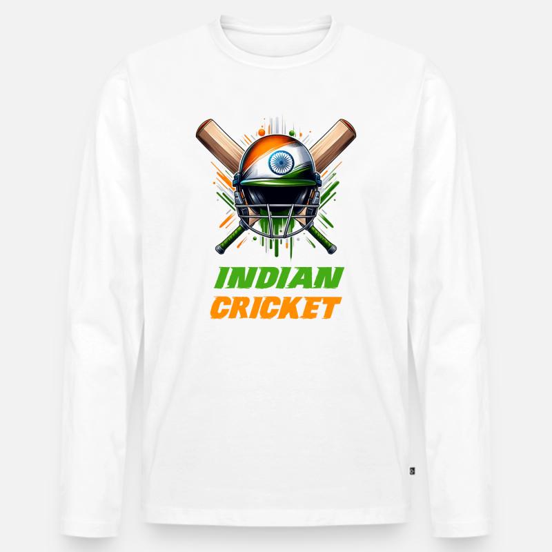 Indien Cricket Helm Elefanten Design - Männer Premium Bio Langarmshirt - Weiß