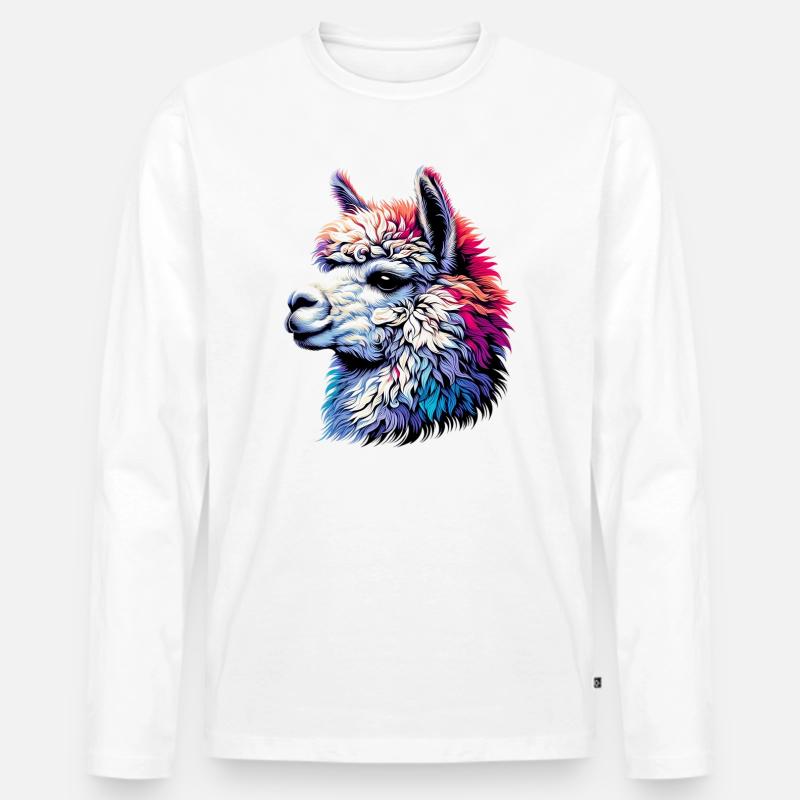 Alpaka - Männer Premium Bio Langarmshirt - Weiß