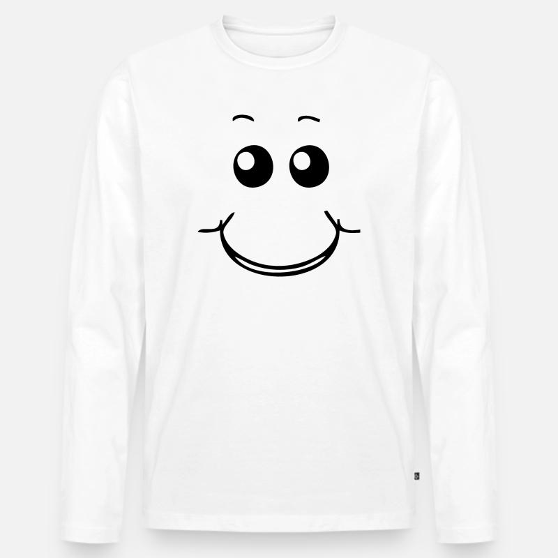 Lächelndes Gesicht - Männer Premium Bio Langarmshirt - Weiß