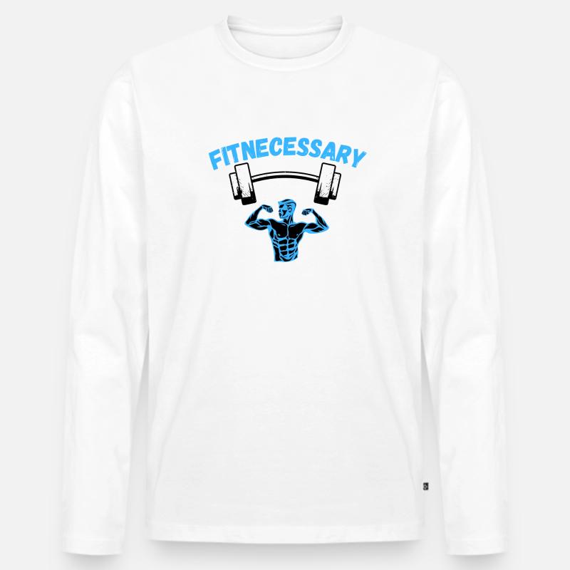 FitNecessary - Männer Premium Bio Langarmshirt - Weiß