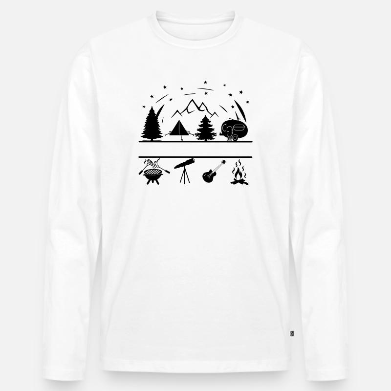 Camping Life Banner - Männer Premium Bio Langarmshirt - Weiß