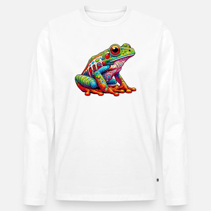 Frosch - Männer Premium Bio Langarmshirt - Weiß