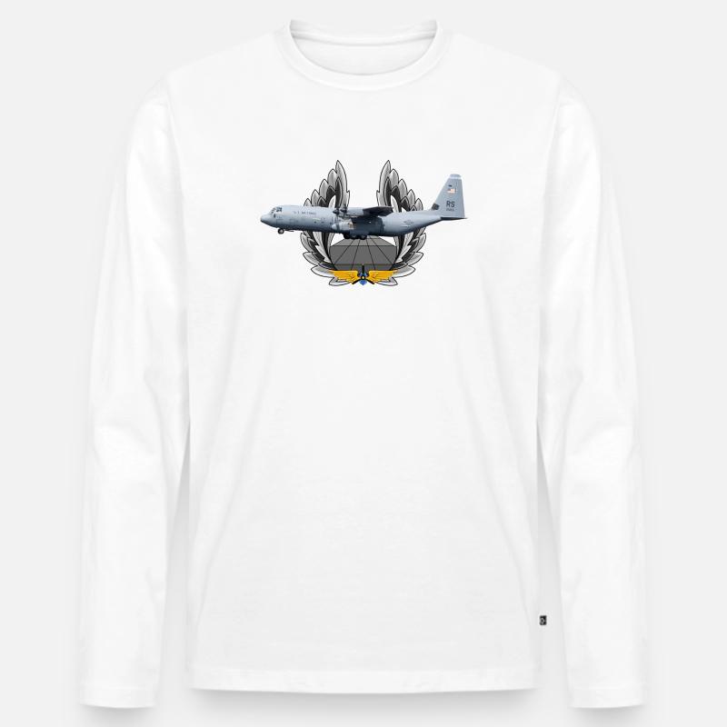 C-130 Super Hercules - Männer Premium Bio Langarmshirt - Weiß