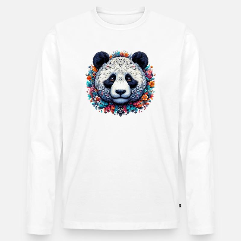 Panda - Männer Premium Bio Langarmshirt - Weiß