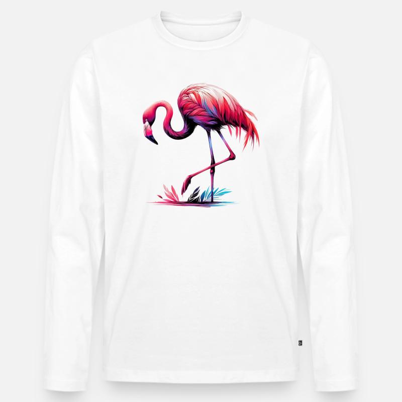 Flamingo - Männer Premium Bio Langarmshirt - Weiß