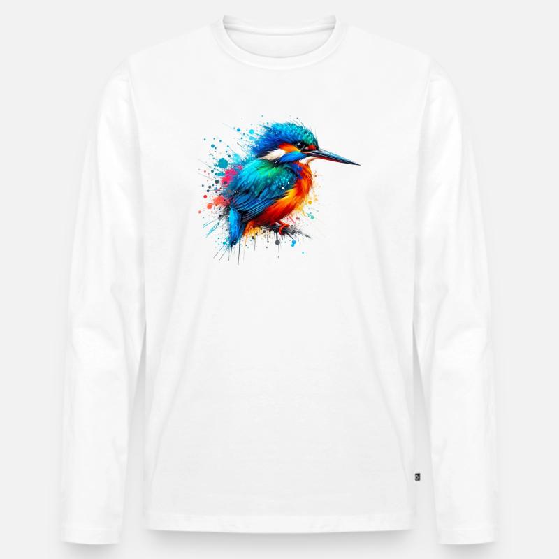 Eisvogel - Männer Premium Bio Langarmshirt - Weiß