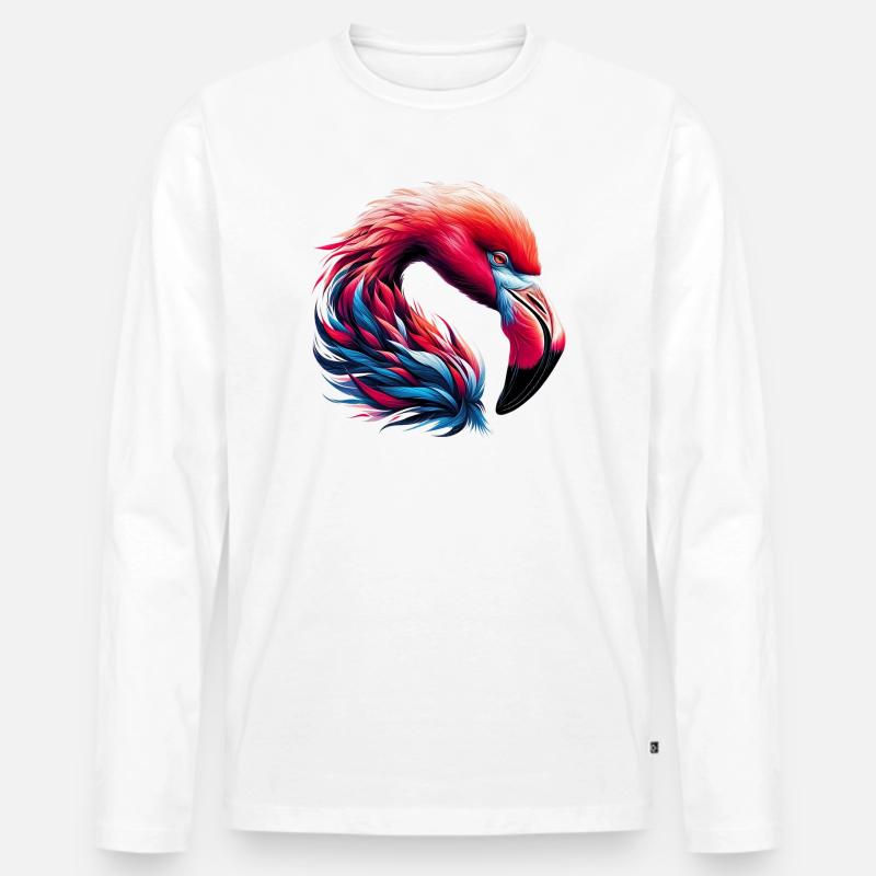 Flamingo - Männer Premium Bio Langarmshirt - Weiß