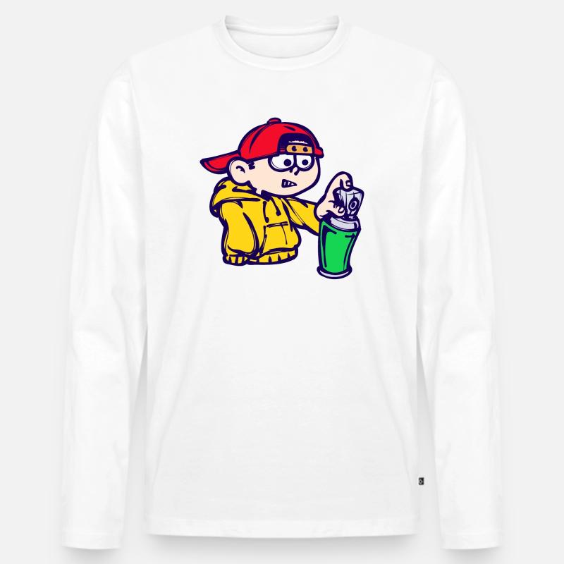 Strassenkunst Wildstyle Sprayer Graffiti Spraydose - Männer Premium Bio Langarmshirt - Weiß