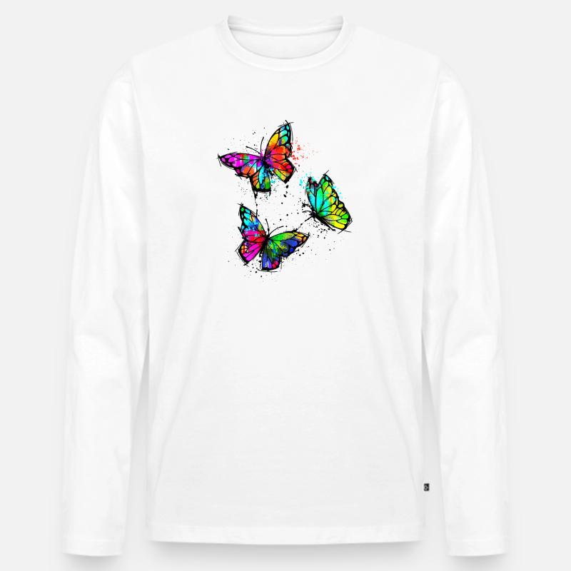 Strassenkunst Schmetterling Kunst Graffiti - Männer Premium Bio Langarmshirt - Weiß