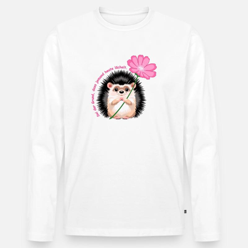 motiv_igel_text - Männer Premium Bio Langarmshirt - Weiß