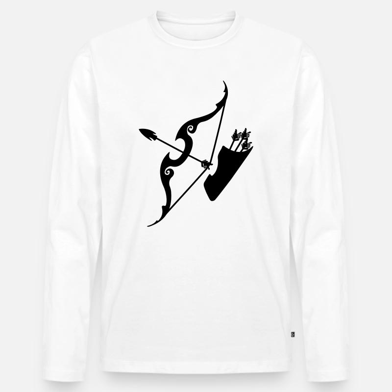 Schütze-Bogen mit Pfeilen - Männer Premium Bio Langarmshirt - Weiß