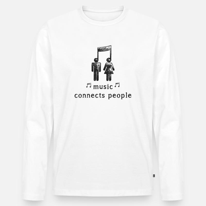 Music Connects People Minimal Statement - Männer Premium Bio Langarmshirt - Weiß